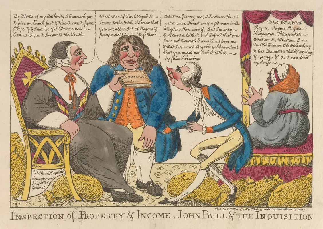 Inspection Of Property And Income John Bull And The Inquisition Wall Art by William O'Keefe - High-Resolution Digital Print