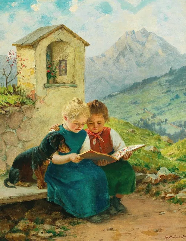 Interesting Reading Wall Art by Theodor Kleehaas - High-Resolution Digital Print