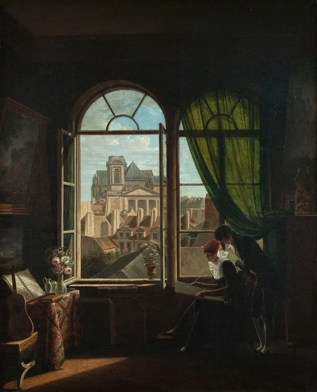 Interieur Dartiste Avec Vue Sur La Facade De Leglise De Saint Eustache Wall Art by Louise Adéone Drölling - High-Resolution Digital Print