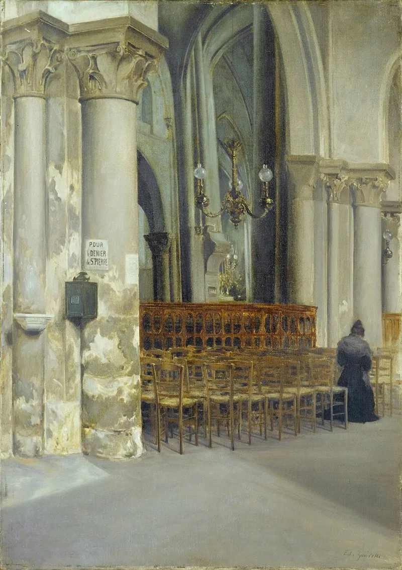 Interieur De Leglise Saint Pierre De Montmartre Wall Art by Edouard Zawiski - High-Resolution Digital Print