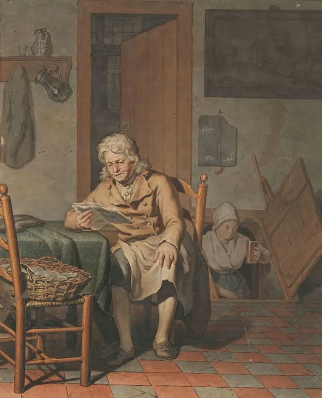 Interieur Met Lezende Man Wall Art by Pieter Christoffel Wonder - High-Resolution Digital Print
