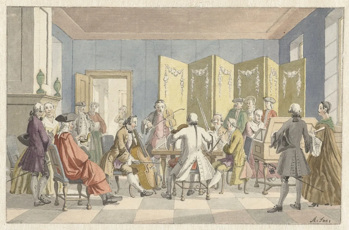 Interieur Met Musicerend Gezelschap Wall Art by Nicolaes Aartman - High-Resolution Digital Print