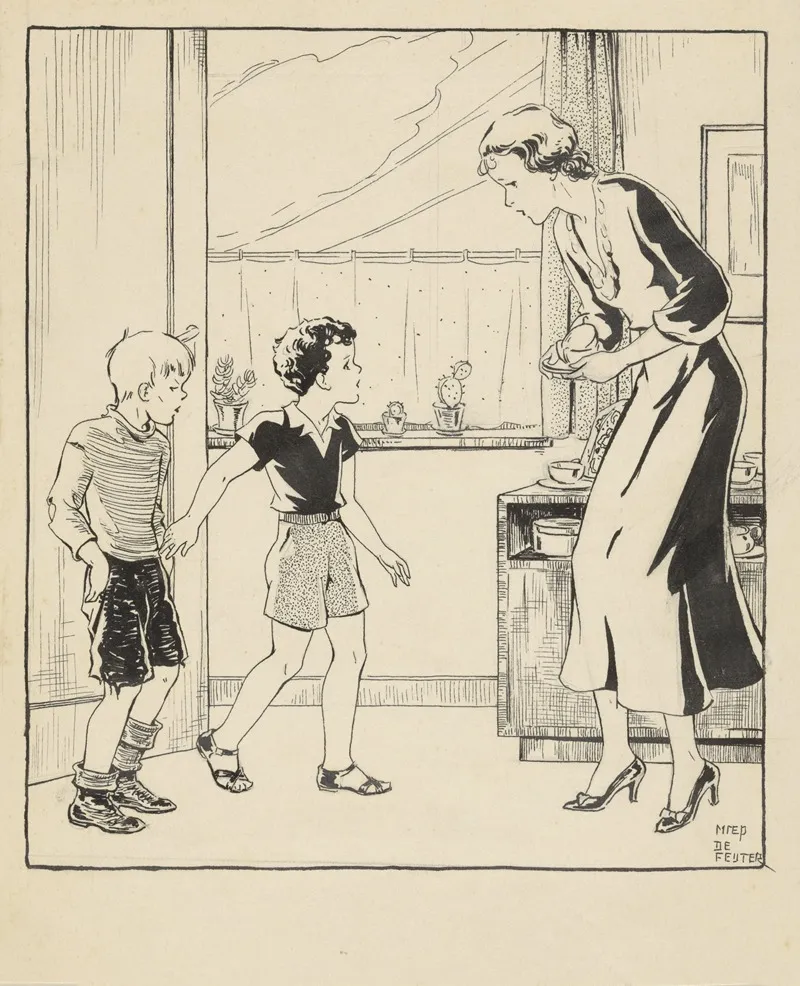 Interieur Met Twee Jongens En Een Vrouw 2