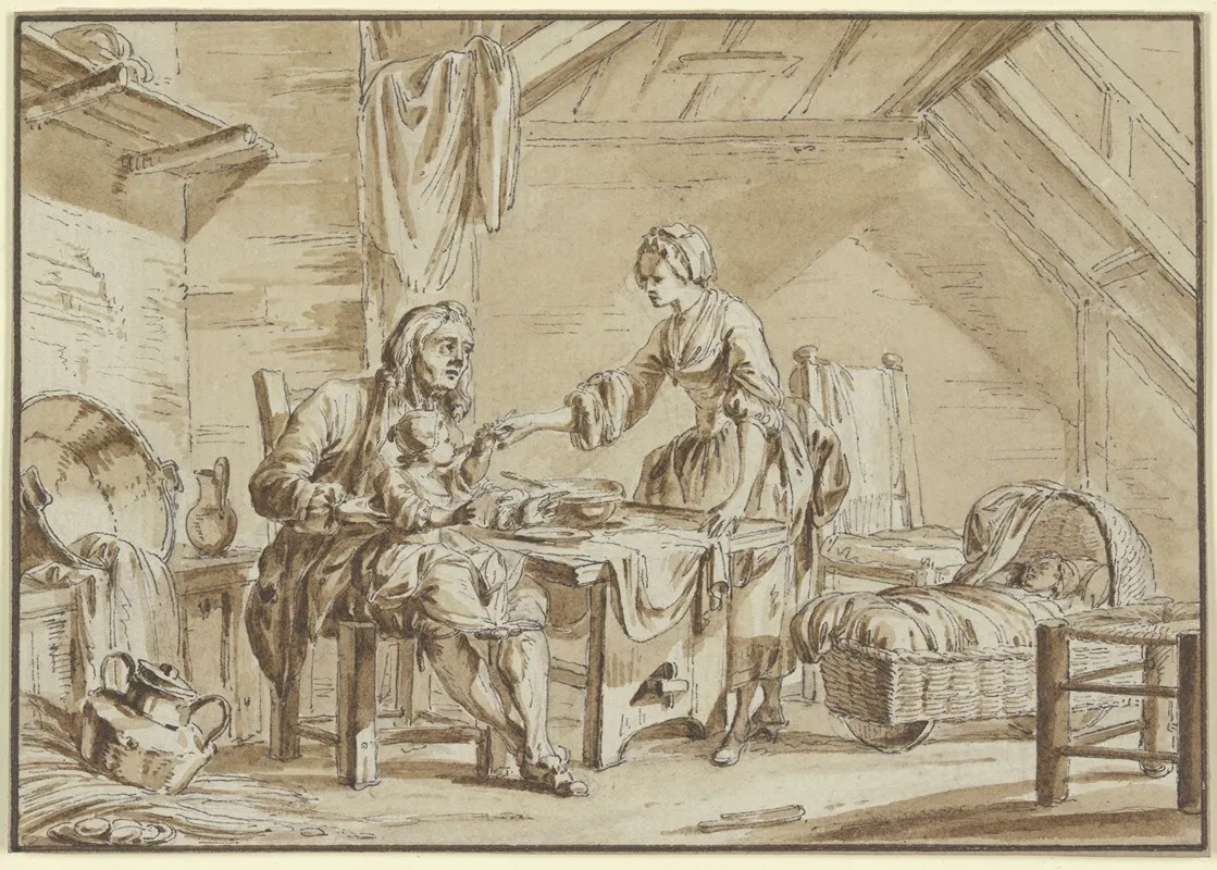 Interieur Mit Elternpaar Und Zwei Kindern