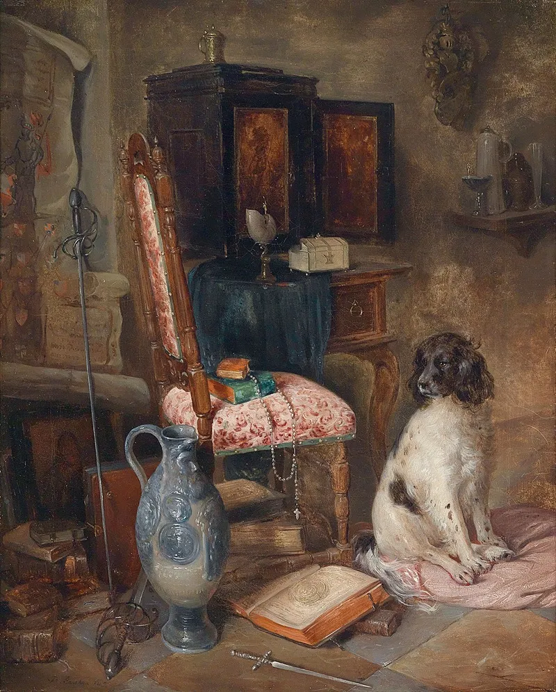 Interieur Mit Jagdhund Wall Art by Franz Xaver Gruber - High-Resolution Digital Print