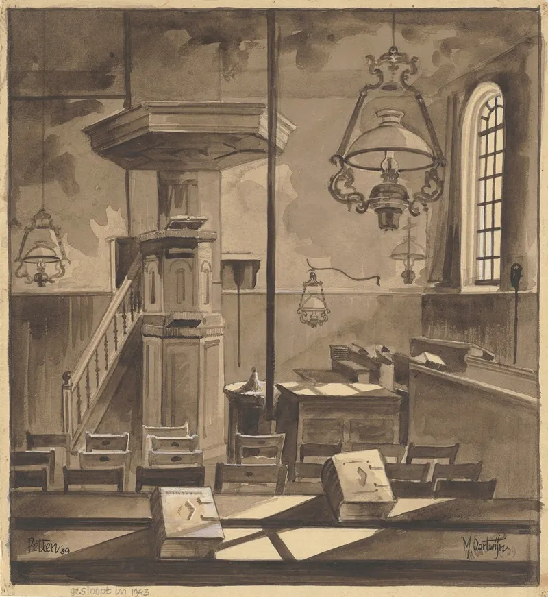 Interieur Van De Kerk Te Pette Die In 1943 Is Gesloopt Door De Duitse Bezetter