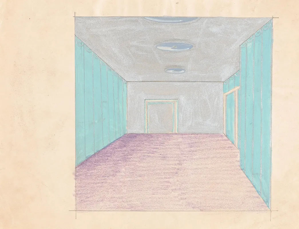 Interior Design Drawings For Unidentified Rooms Sketch For Unidentified Room With Silver Wall And Ceiling Wall Art by Winold Reiss - High-Resolution Digital Print