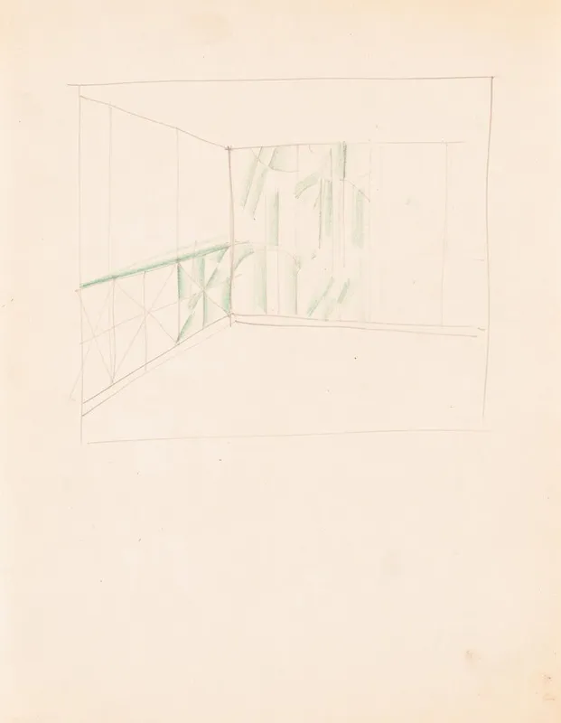 Interior Design Drawings For Unidentified Rooms Sketch With Green Panels