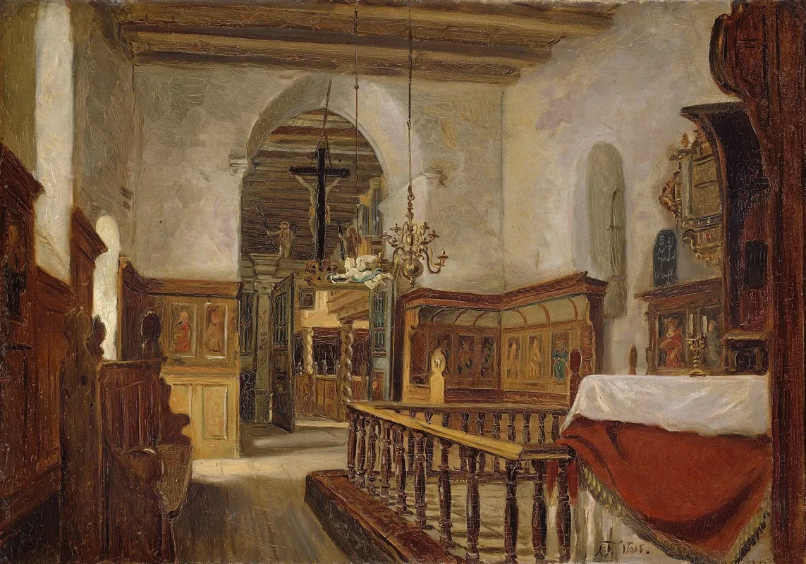 Interior From The Church At Voss Wall Art by Adolph Tidemand - High-Resolution Digital Print