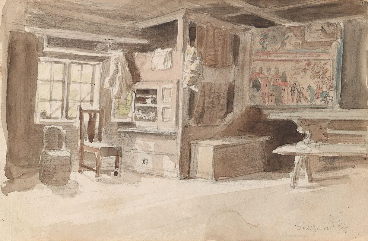 Interior Leksand Wall Art by Adolph Tidemand - High-Resolution Digital Print