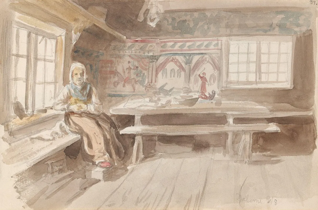 Interior Med Sittende Kvinne Dalarna