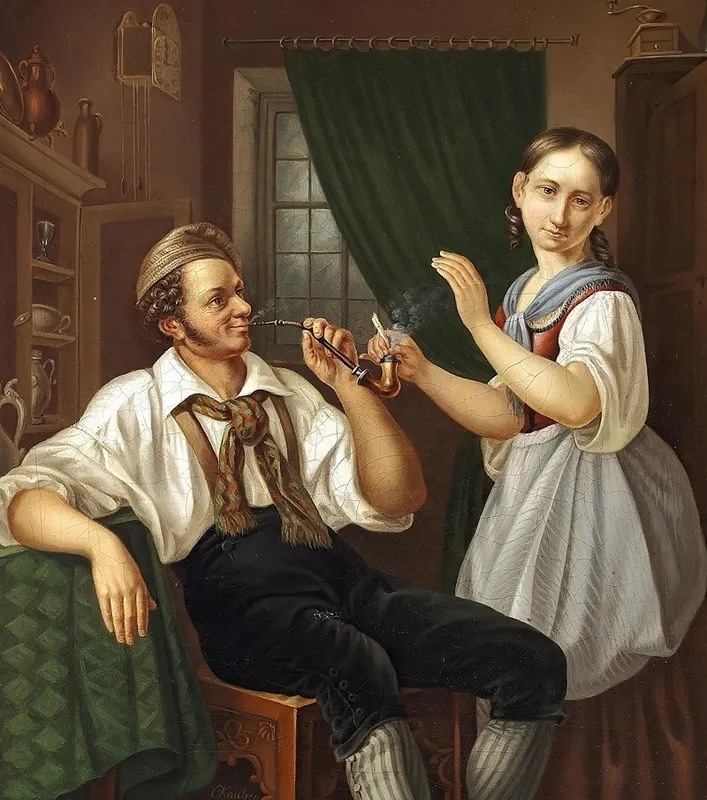 Interior Med Ungt Par Wall Art by Christian Ludvig Knutzen - High-Resolution Digital Print