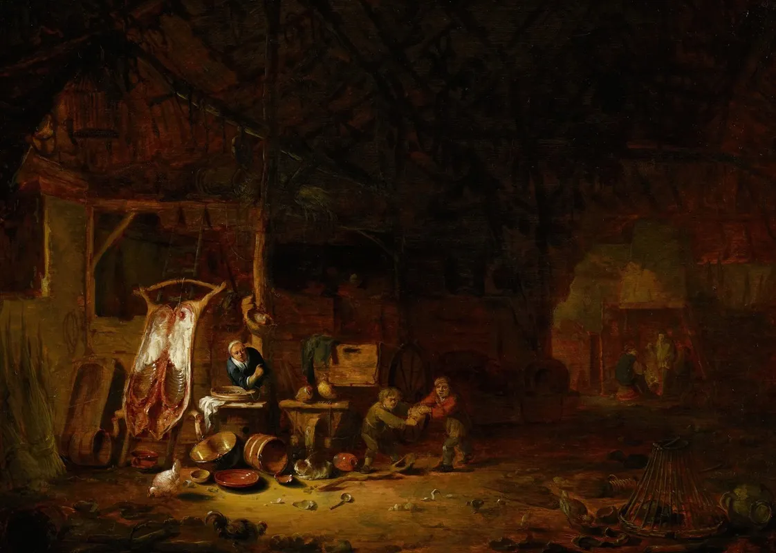 Interior Of A Barn Wall Art by Egbert van der Poel - High-Resolution Digital Print
