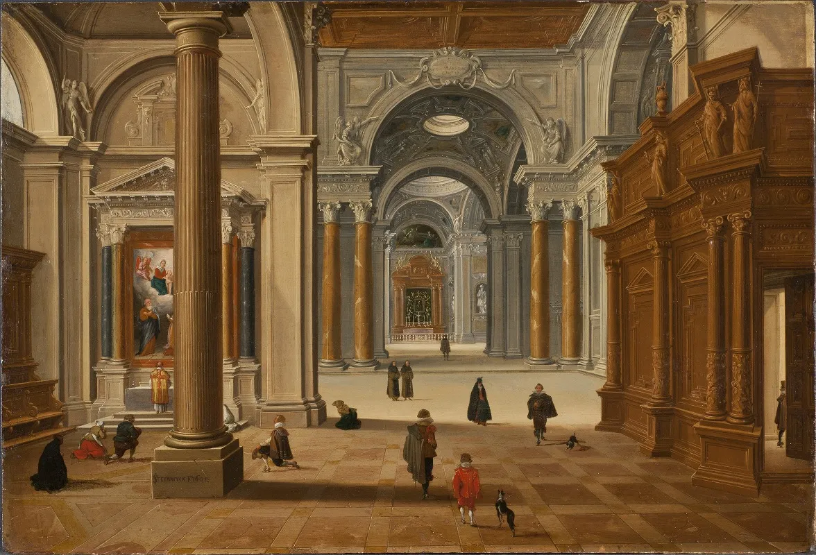 Interior Of A Baroque Church 2 Wall Art by Bartholomeus van Bassen - High-Resolution Digital Print