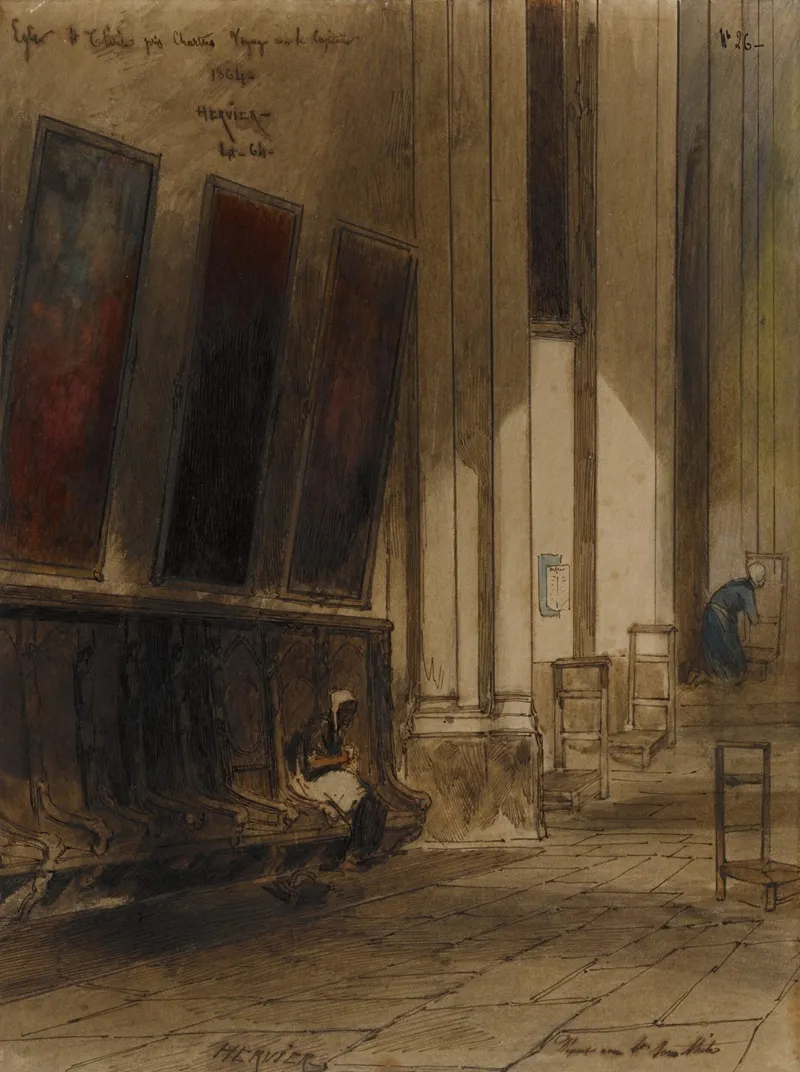 Interior Of A Cathedral Wall Art by Louis-Adolphe Hervier - High-Resolution Digital Print