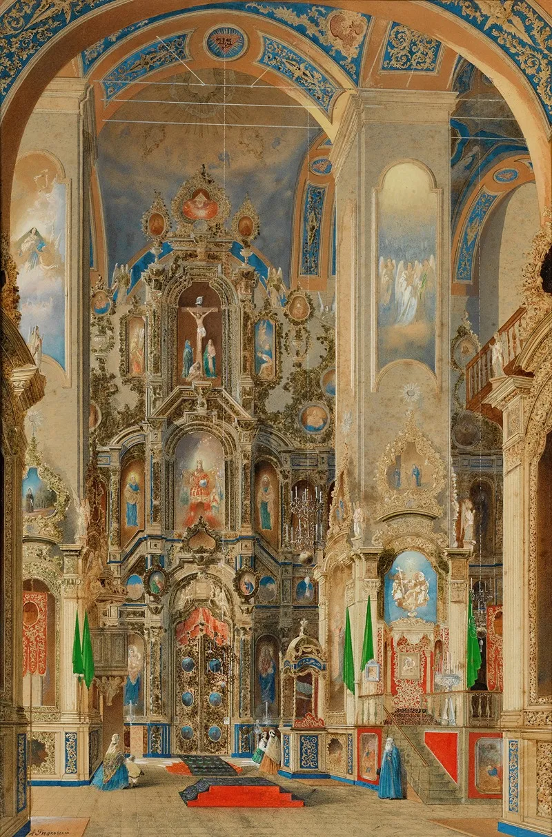 Interior Of A Church 14 Wall Art by Andrei Alexeevich Redkovsky - High-Resolution Digital Print