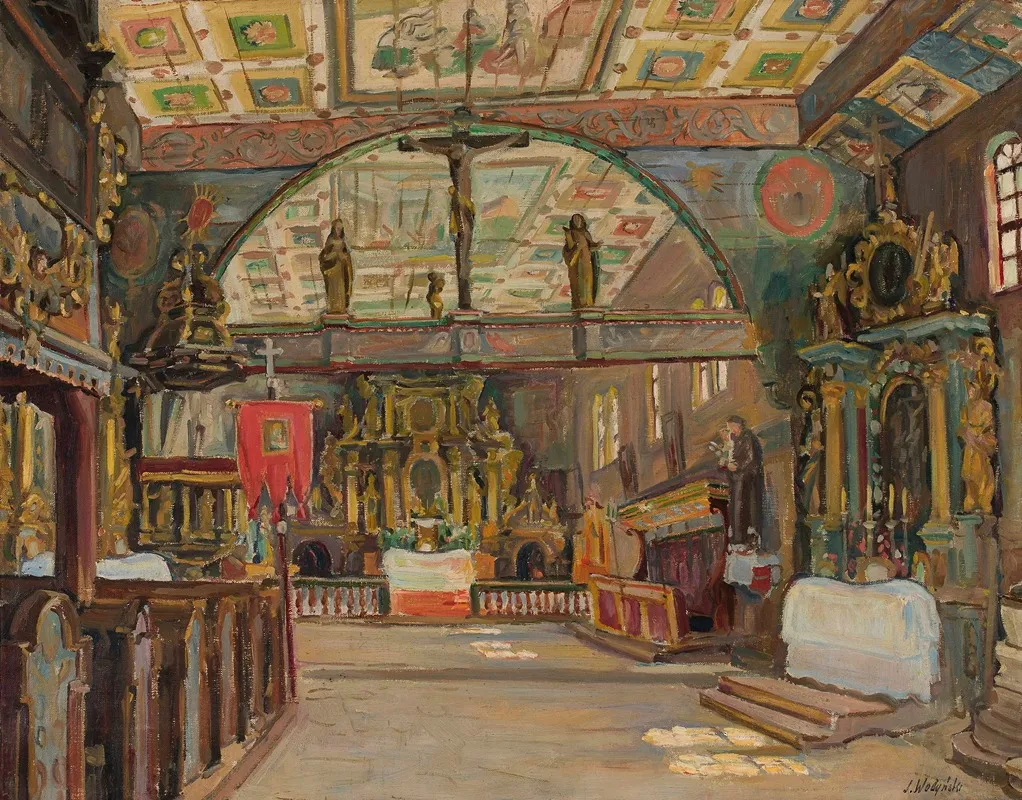 Interior Of A Church In Orawa Wall Art by Józef Wodyński - High-Resolution Digital Print