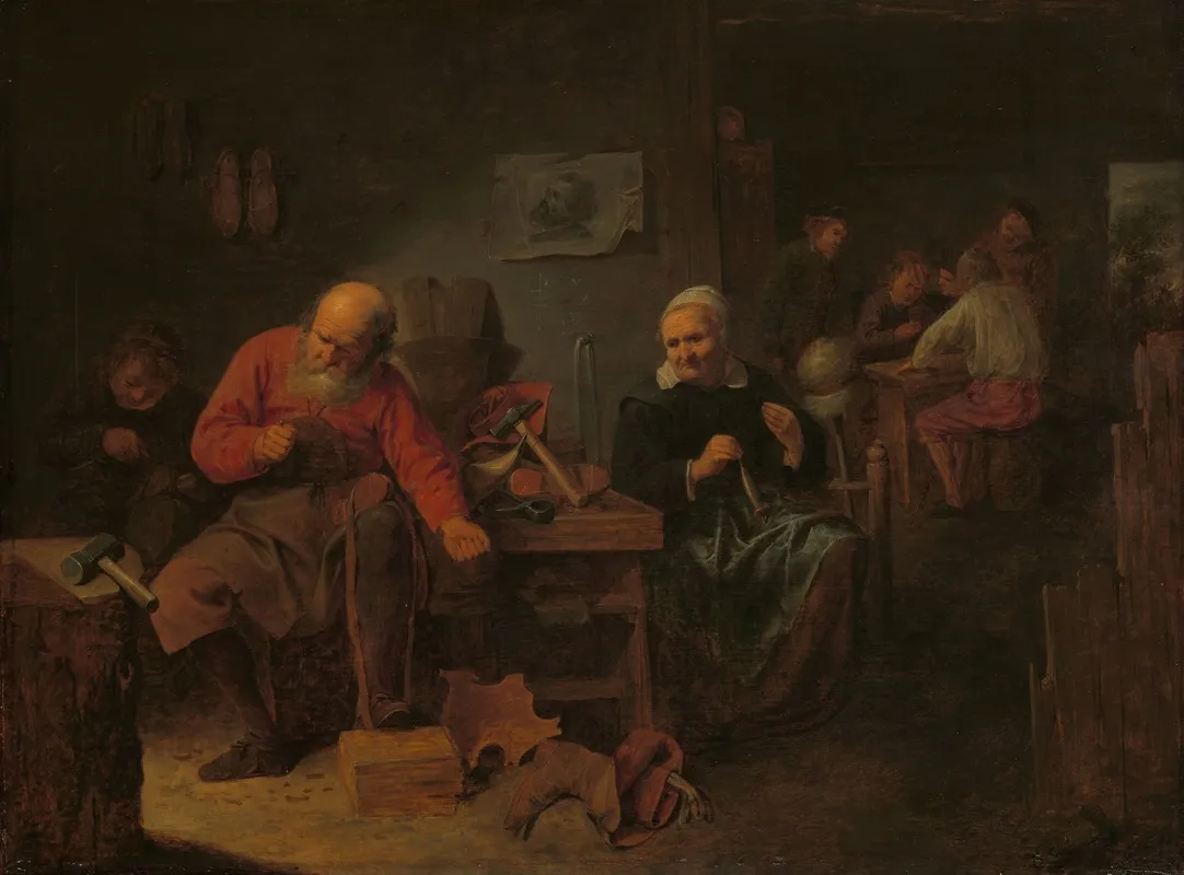 Interior Of A Cobblers Shop Wall Art by David Ryckaert III - High-Resolution Digital Print