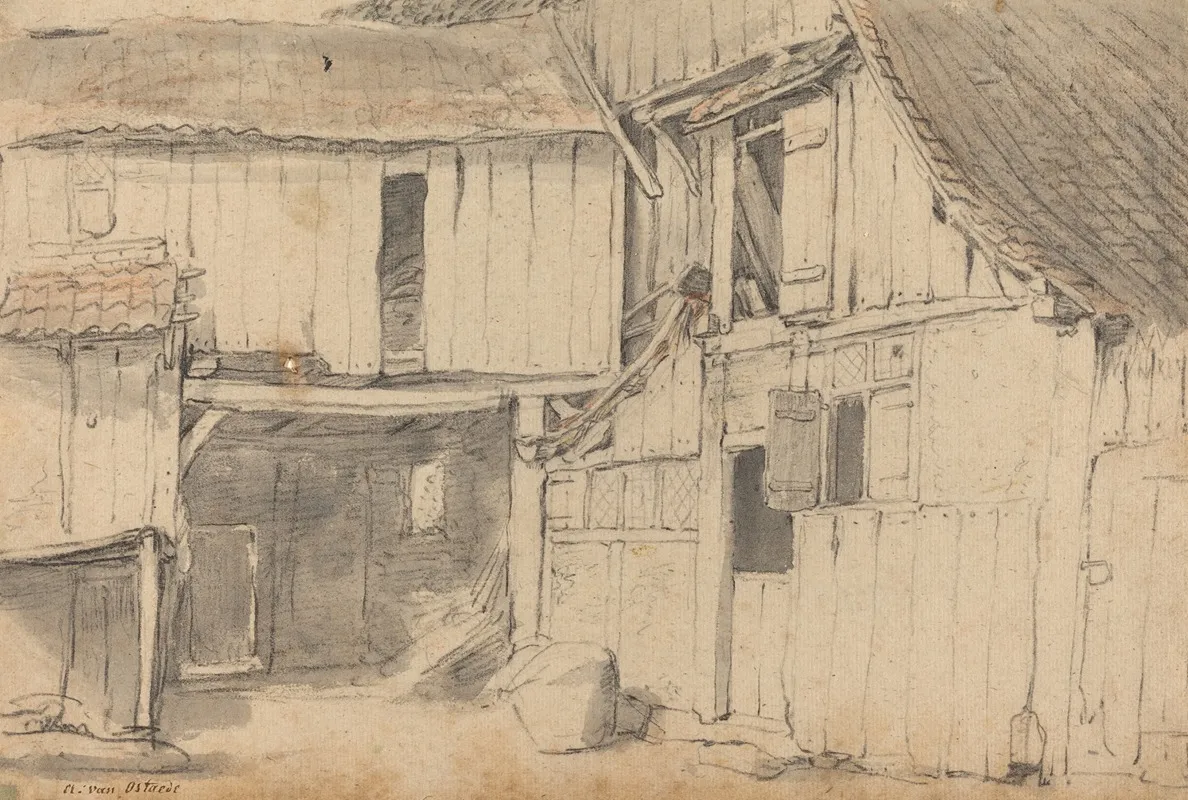Interior Of A Courtyard Wall Art by After Isack van Ostade - High-Resolution Digital Print