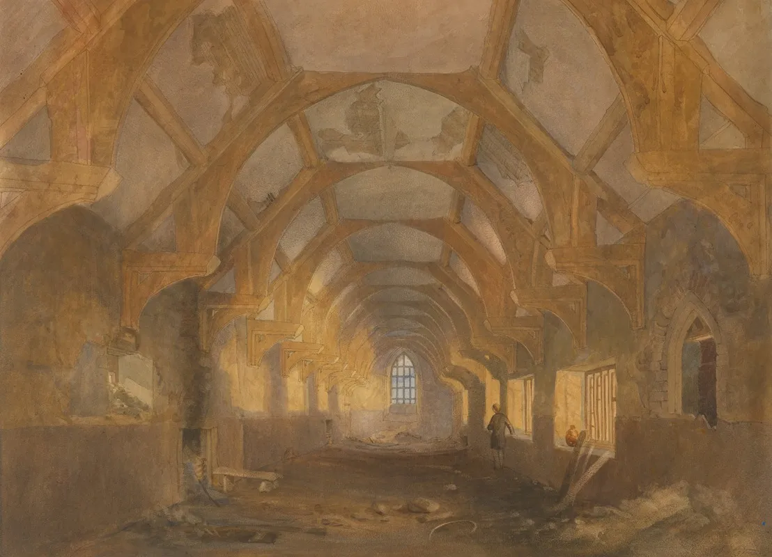 Interior Of A Dormitory Of The Ipswich Blackfriars At The End Of Its Period Of Occupation By Ipswich School Wall Art by John Sell Cotman - High-Resolution Digital Print