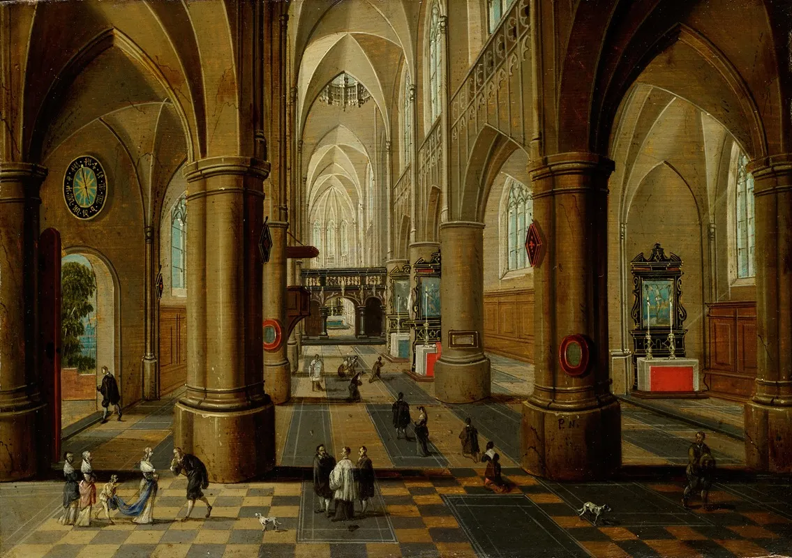 Interior Of A Gothic Church Ii Wall Art by Pieter Neeffs the Elder - High-Resolution Digital Print