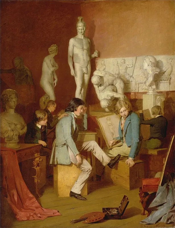 Interior Of An Academy The Critics Wall Art by William Stewart - High-Resolution Digital Print