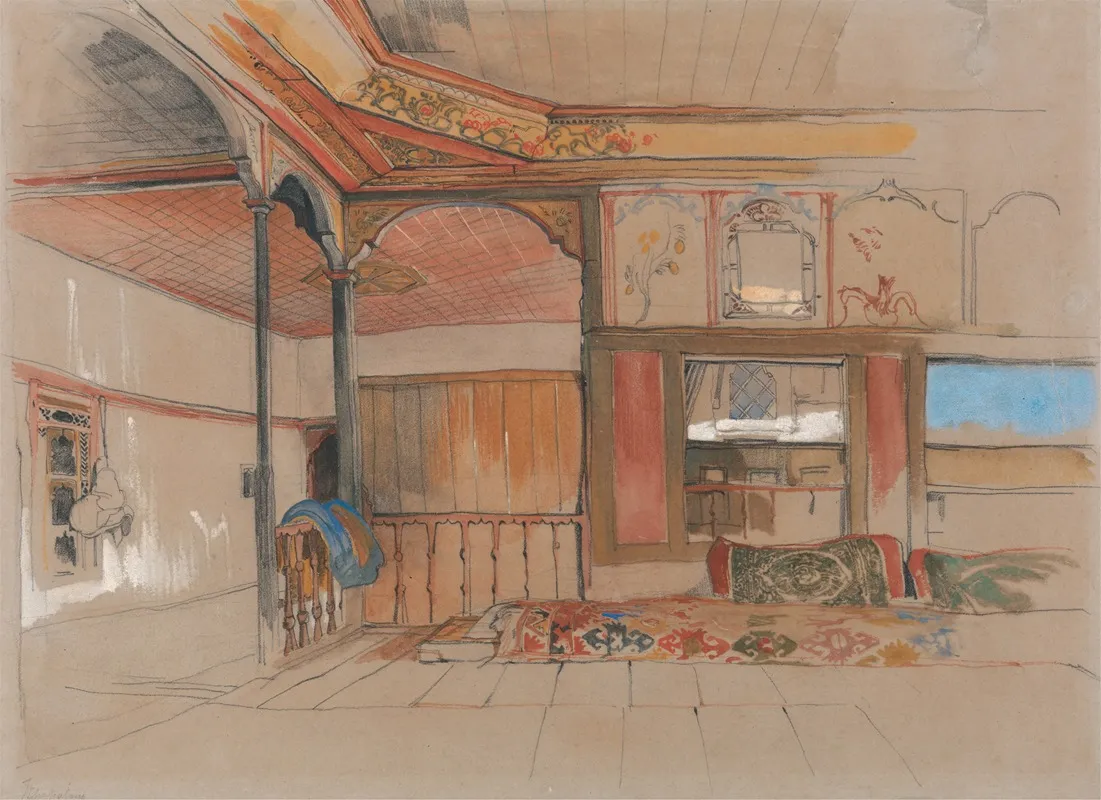 Interior Of An Eastern House Wall Art by John Frederick Lewis - High-Resolution Digital Print