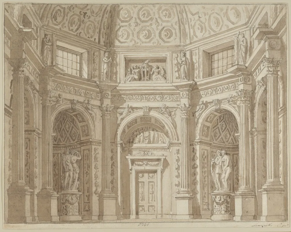 Interior Of An Octagonal Room Wall Art by Tranquillo Orsi - High-Resolution Digital Print