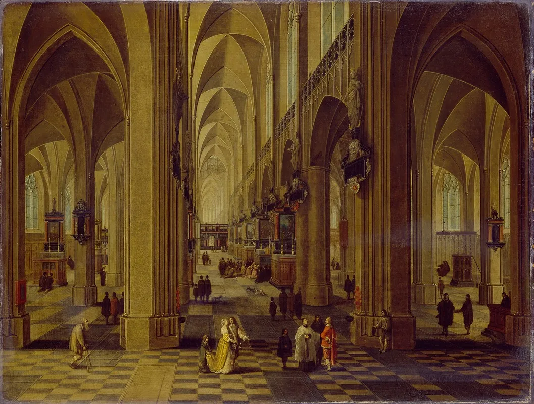 Interior Of Antwerp Cathedral Wall Art by Pieter Neeffs the Elder - High-Resolution Digital Print