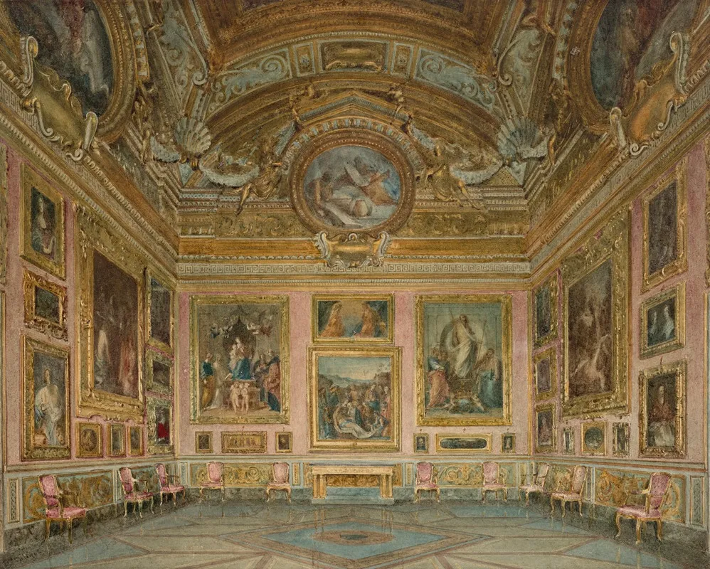 Interior Of Palazzo Pitti In Florence Sala Delliliade Wall Art by Domenico Caligo - High-Resolution Digital Print