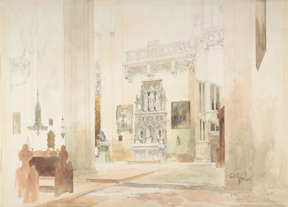 Interior Of Saint Severin Church In Erfurt Wall Art by Carl Georg Anton Graeb - High-Resolution Digital Print