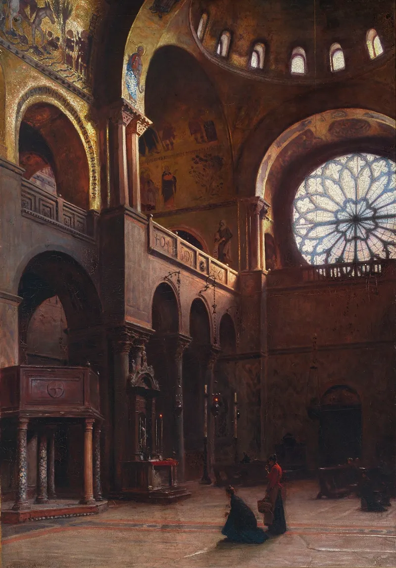 Interior Of St Marks Basilica In Venice Wall Art by Aleksander Gierymski - High-Resolution Digital Print
