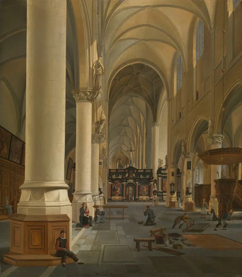 Interior Of St Pauls Church In Antwerp Wall Art by Joseph Chrétien Nicolié - High-Resolution Digital Print