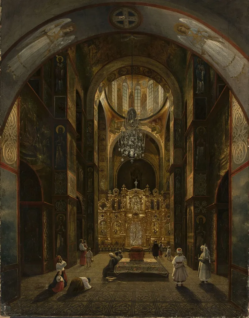 Interior Of St Sophia Cathedral In Kiev Wall Art by Mikhail Makarovich Sazhin - High-Resolution Digital Print