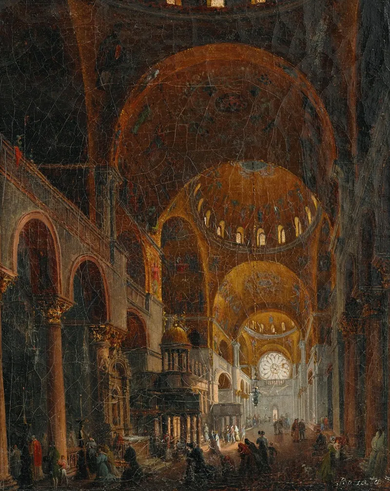 Interior Of The Basilica Of Saint Mark Wall Art by Giuseppe Borsato - High-Resolution Digital Print