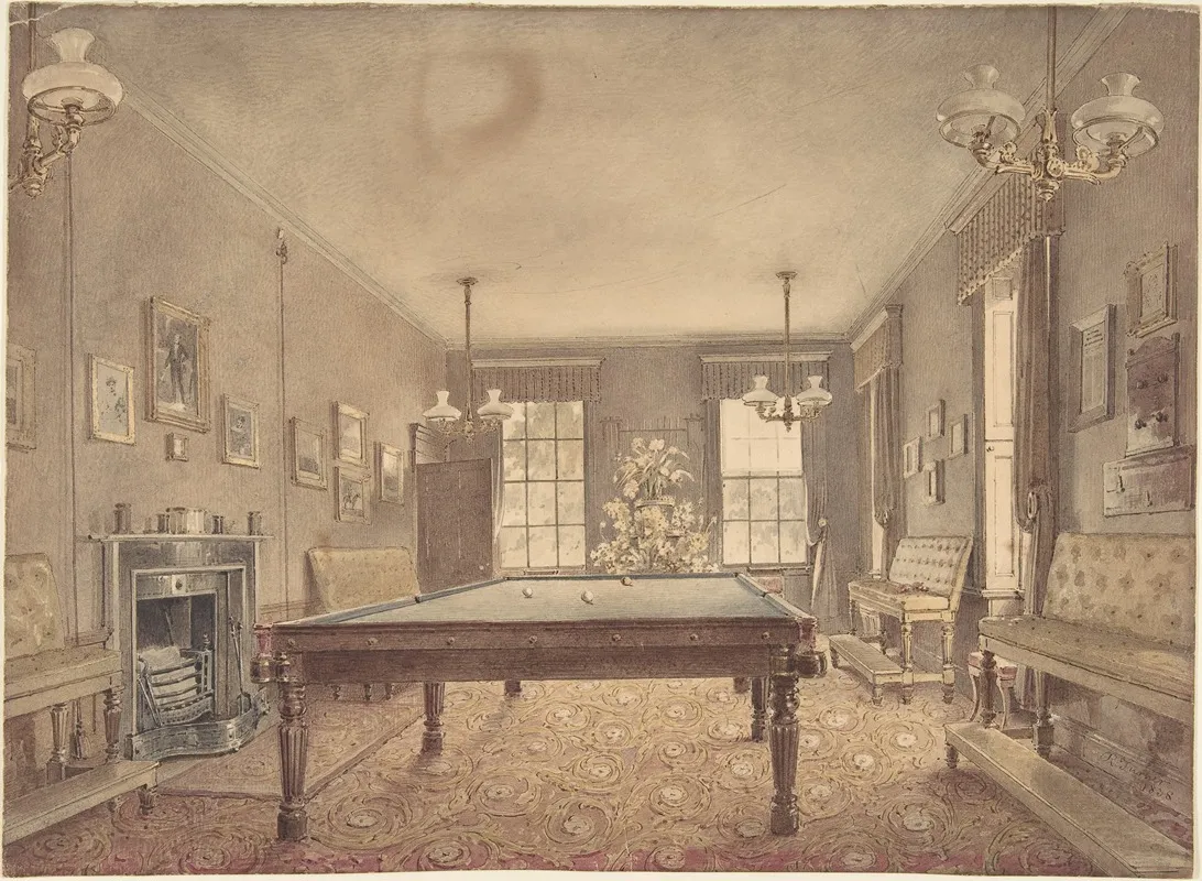 Interior Of The Billiard Room At Lupton House Devonshire Designed By George Wrightwick For Sir J B Y Buller Wall Art by Reid Turner - High-Resolution Digital Print