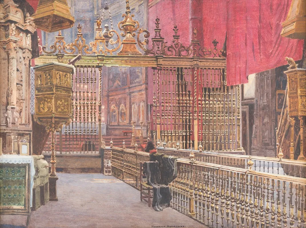 Interior Of The Cathedral Of Avila Spain Wall Art by Heinrich Hermanns - High-Resolution Digital Print