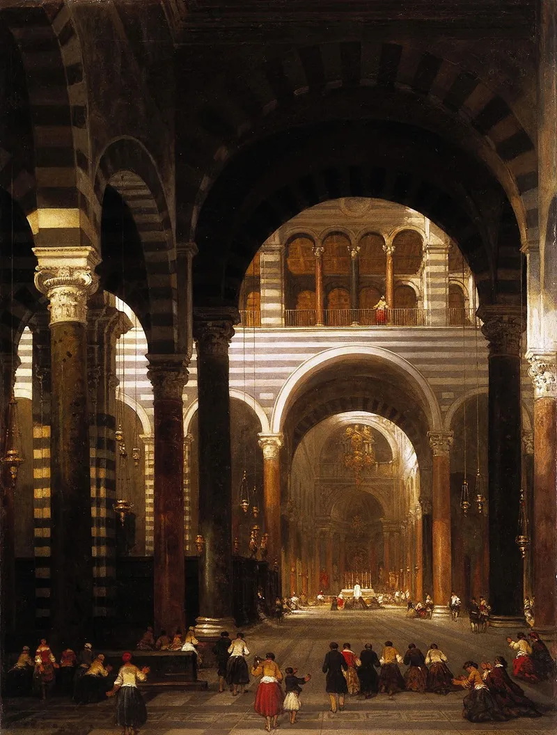 Interior Of The Cathedral Pisa Wall Art by David Roberts - High-Resolution Digital Print
