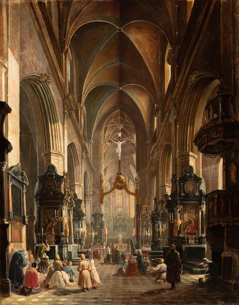 Interior Of The Church Of Virgin Mary In Krakow