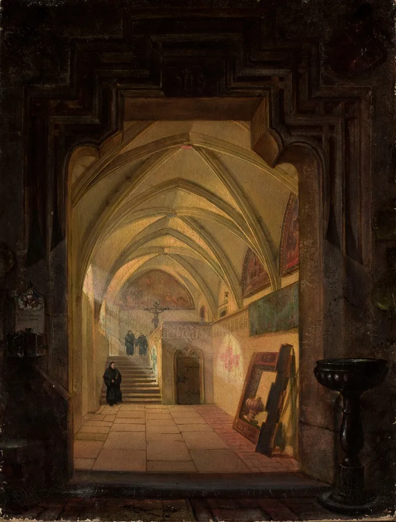Interior Of The Cloister At The Church Of St Catherine In Krakow Wall Art by Stanisław Bryniarski - High-Resolution Digital Print