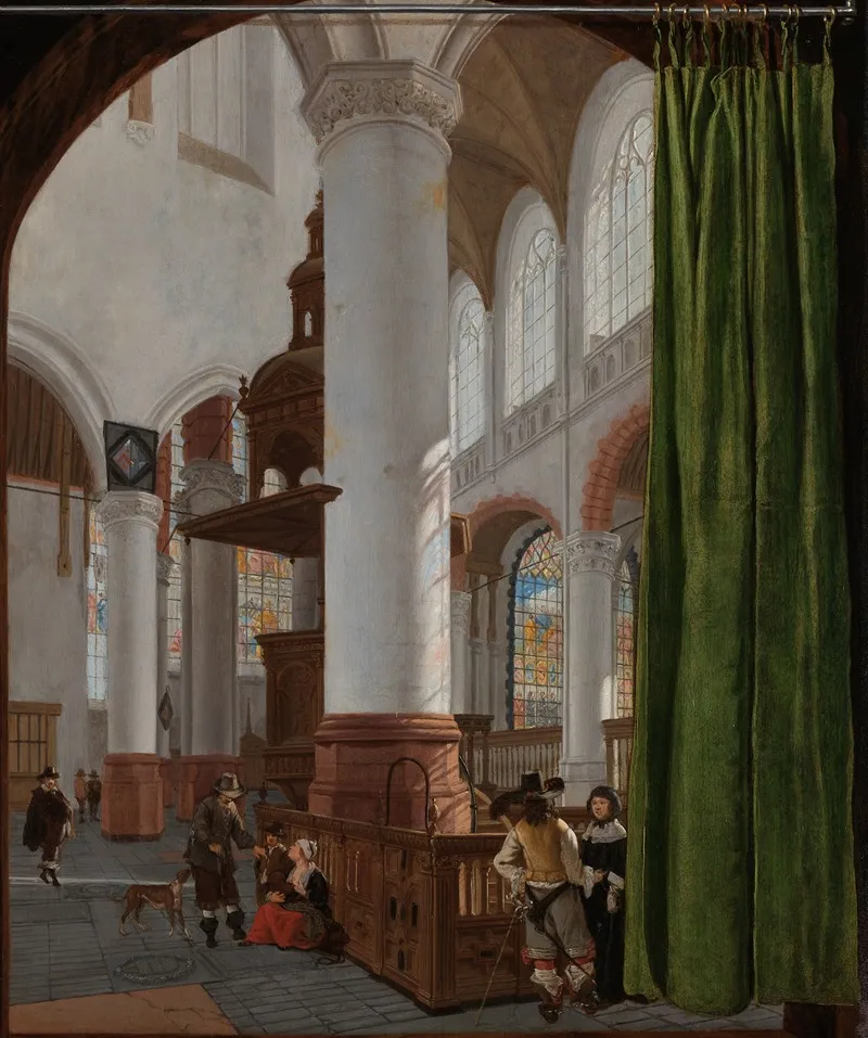 Interior Of The Oude Kerk In Delft 2 Wall Art by Gerard Houckgeest - High-Resolution Digital Print
