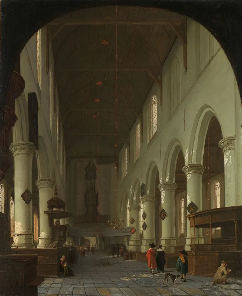 Interior Of The Oude Kerk In Delft From The Choir Toward The Portal Wall Art by Cornelis de Man - High-Resolution Digital Print