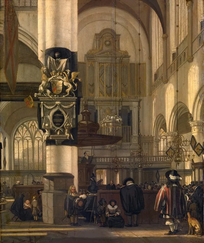 Interior Of The Protestant Church Wall Art by Emanuel de Witte - High-Resolution Digital Print