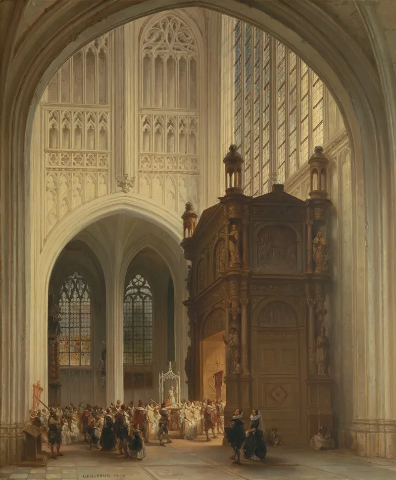 Interior Of The Saint Peters Church In Louvain Wall Art by Jules Victor Génisson - High-Resolution Digital Print
