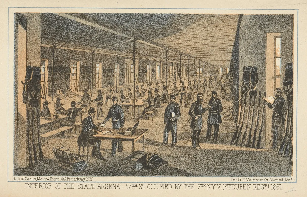 Interior Of The State Arsenal 57th St Occupied By The 7th N Y V Steuben Regt 1861 Wall Art by Sarony, Major & Knapp Lith. - High-Resolution Digital Print