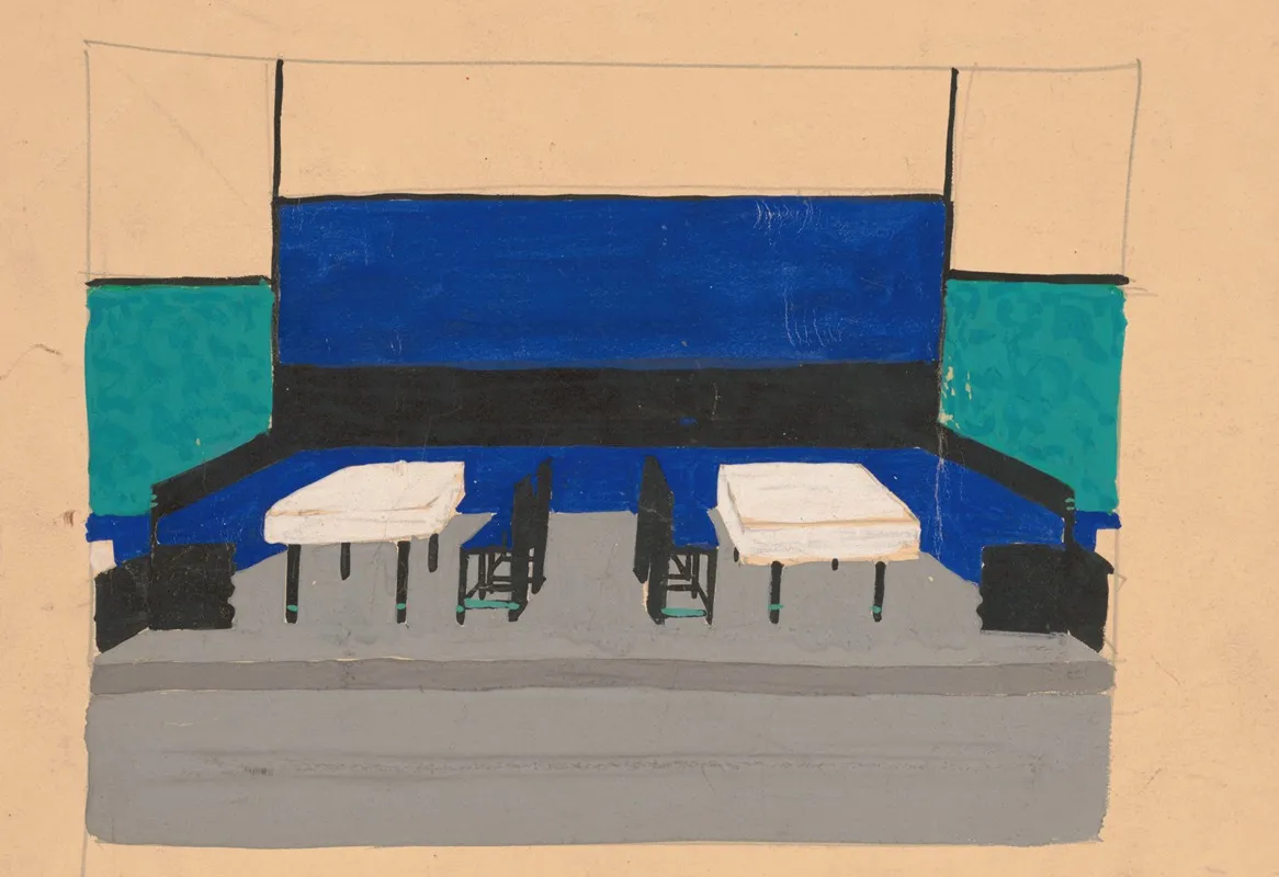 Interior Perspective Studies For Restaurant Crillon 15 East 48th Street New York Ny Interior Perspective Study 3 Wall Art by Winold Reiss - High-Resolution Digital Print