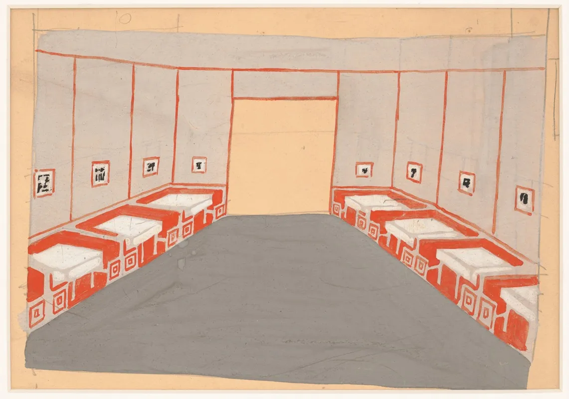 Interior Perspective Studies For Restaurant Crillon 15 East 48th Street New York Ny Study For Le Passage Or Pullman Room Wall Art by Winold Reiss - High-Resolution Digital Print