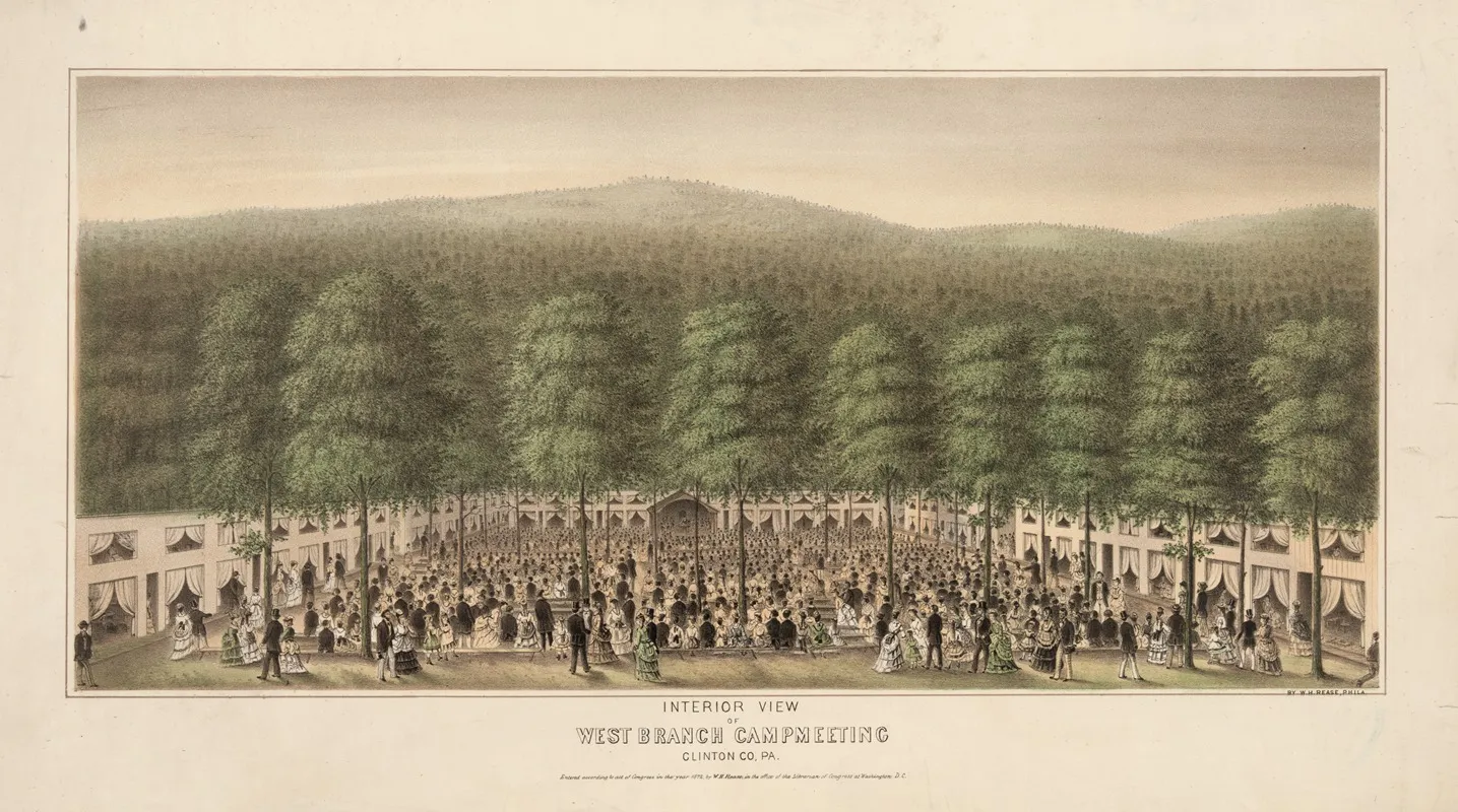 Interior View Of West Branch Camp Meeting Clinton Co Pa Wall Art by W.H. Rease. - High-Resolution Digital Print