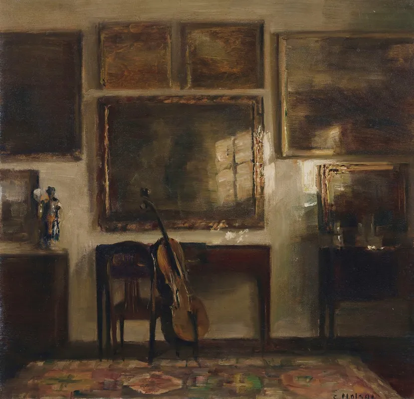Interior With A Cello Wall Art by Carl Holsøe - High-Resolution Digital Print