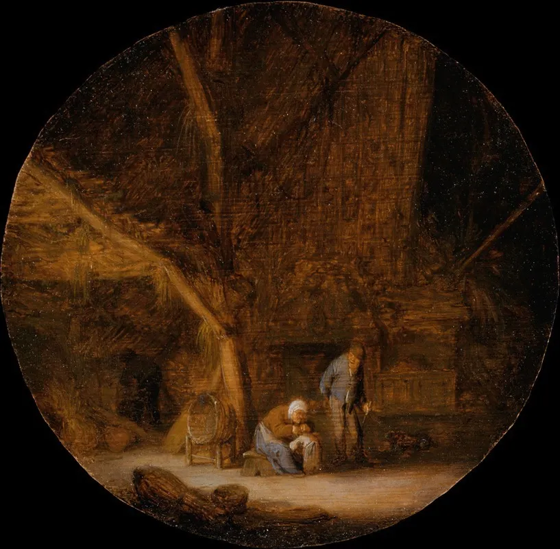 Interior With A Peasant Family Wall Art by Adriaen van Ostade - High-Resolution Digital Print
